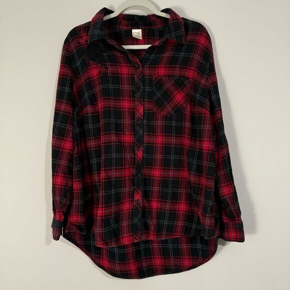 Terra & Sky Black & Red Rose Embroidered Plaid Flannel 0X (14W) - Picture 1 of 5